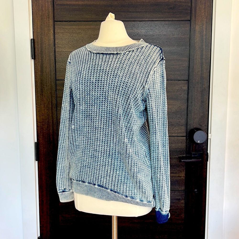 Revolve Bella Dahl Sweater - Blue and White Acid Wash Denim Look